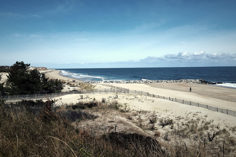 A beach seen from a distance
