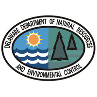 An oval graphic showing stylized sun, water and trees surrounded by the words Delaware Department of Natural Resources and Environmental Control.