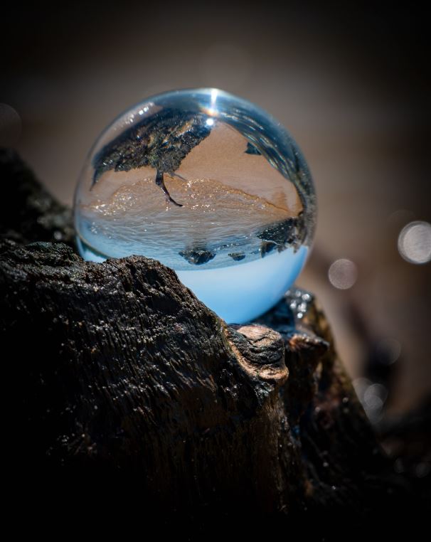 Photo through a crystal globe