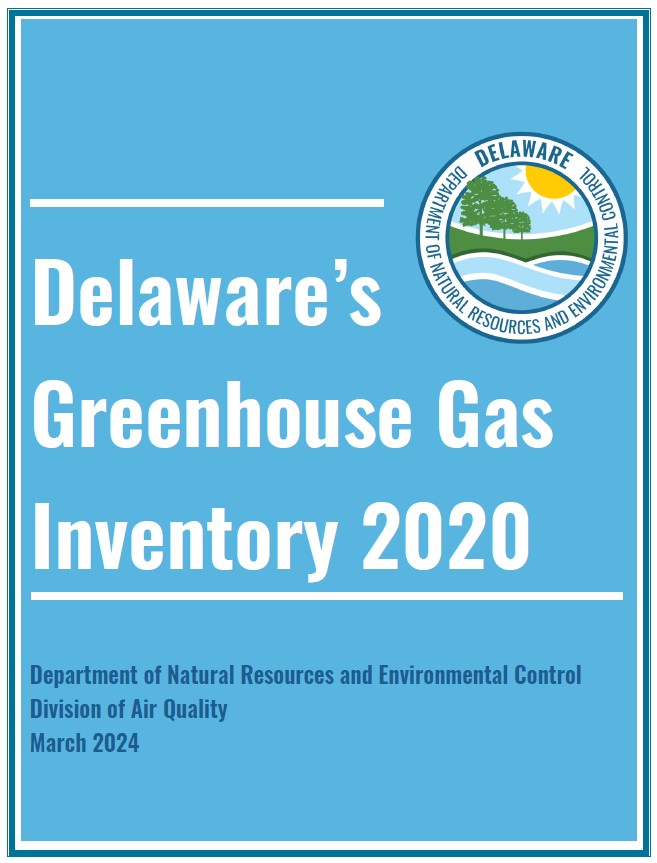 Image of the cover of the 202o Greenhouse Gas Inventory for Delaware.