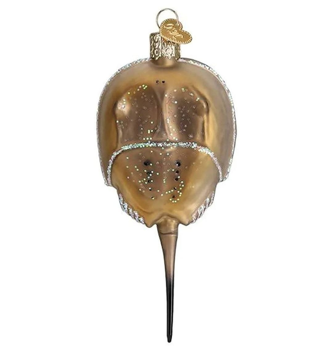 A horseshoe crab Christmas ornament.