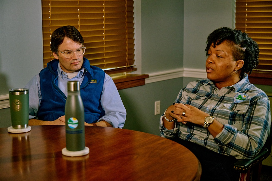 DNREC Secretary Greg Patterson and Deputy Secretary Dayna Cobb discuss environmental topics.